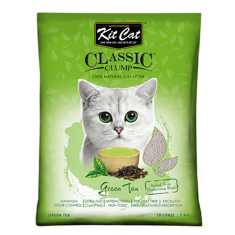 Arena para Gato KitCat Classic Clump Té Verde 10 L