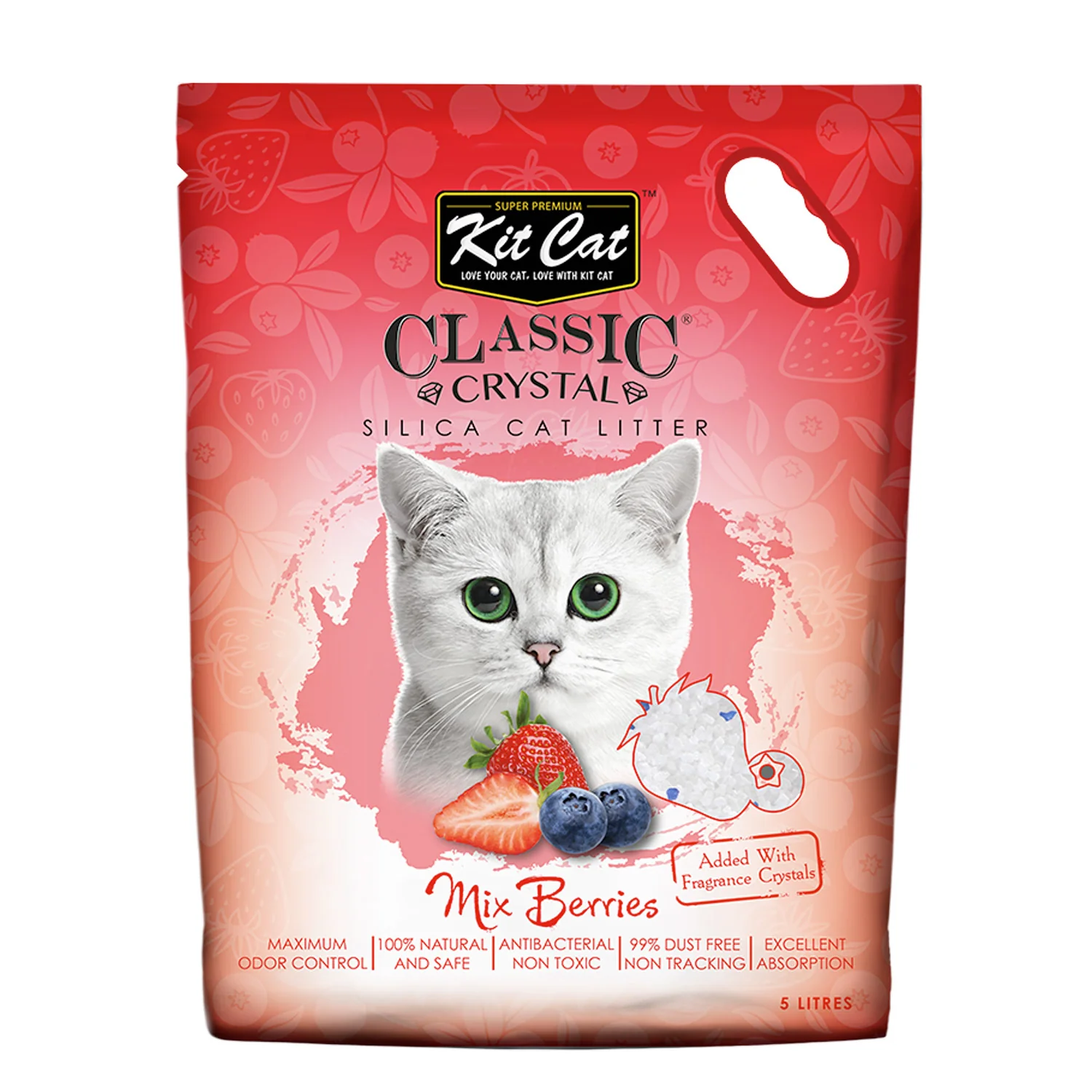 Arena para Gato KitCat De Cristales Olor Moras 5 L