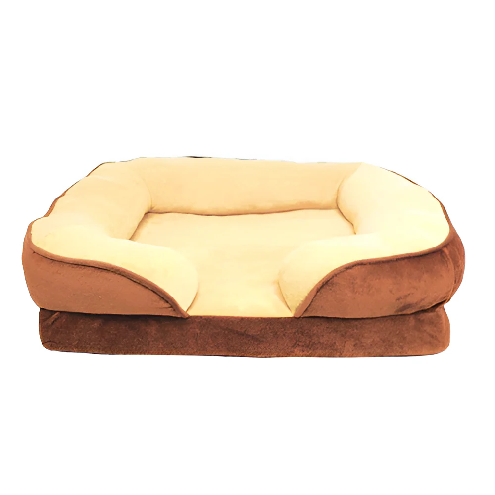 Cama para Mascota Alta Afelpada Chocolate/Crema
