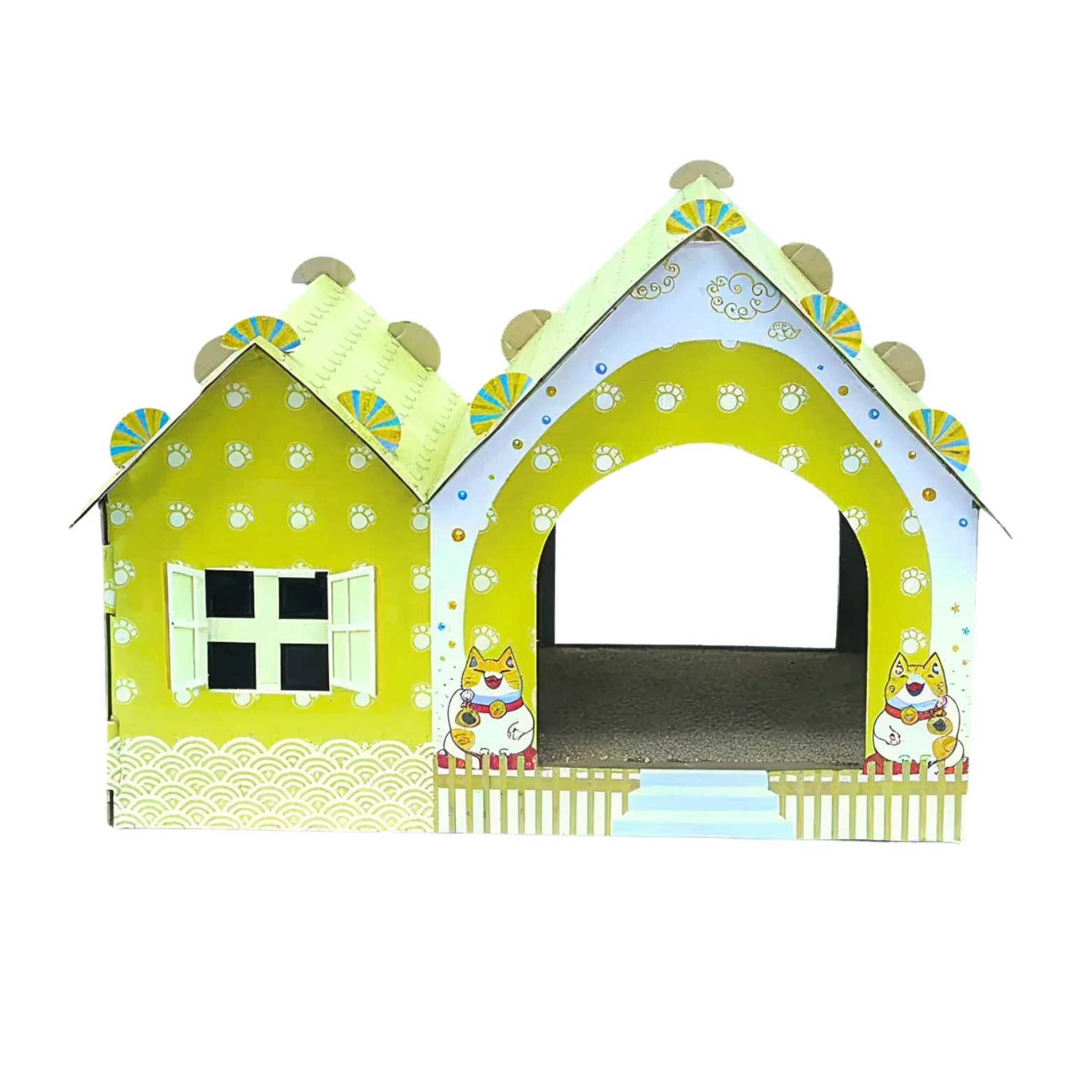 Cartón Rascador Casa Amarilla Grande