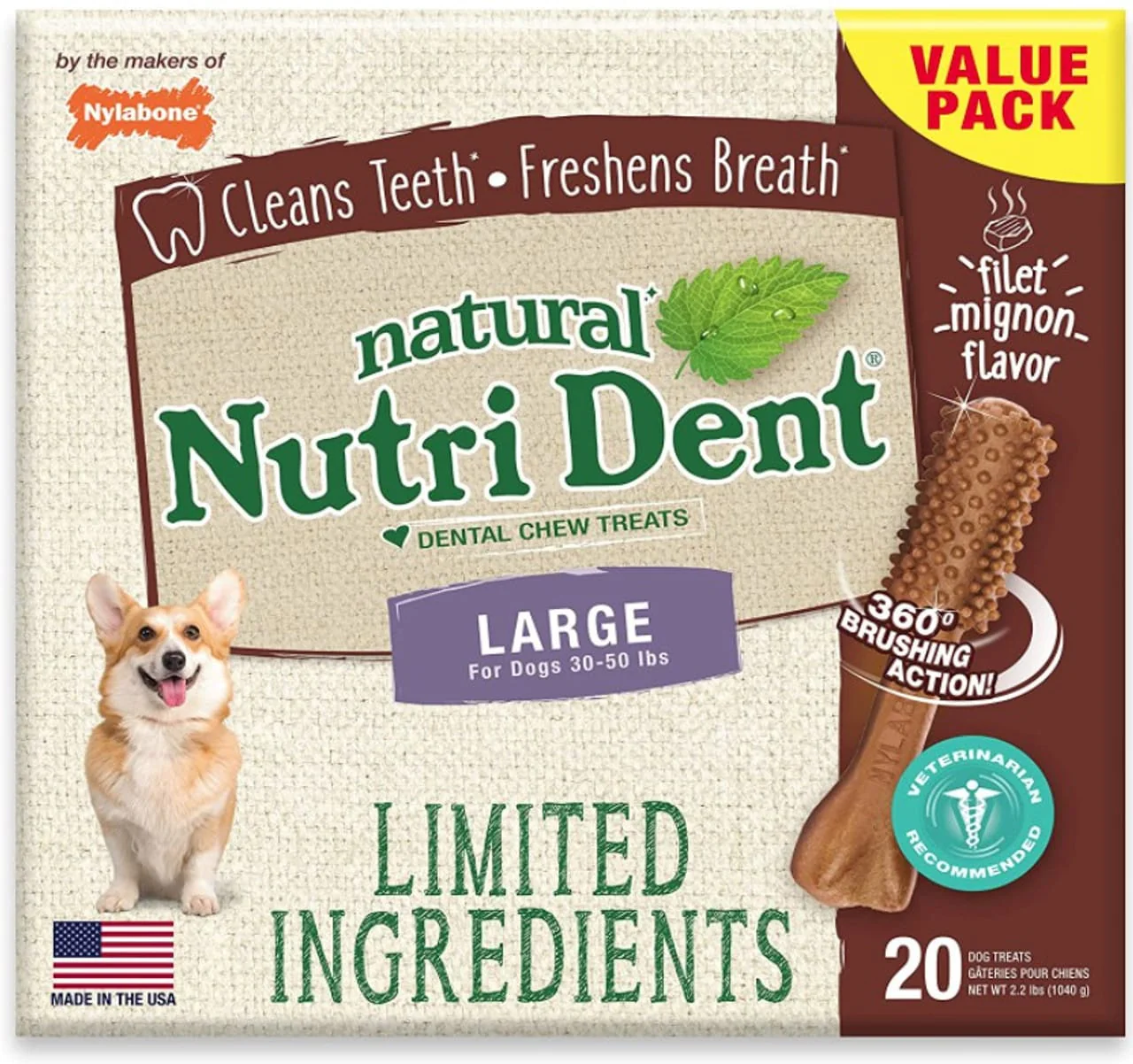 Nylabone Snack Dental Filet Mignon Large 20 unidades - Image 3