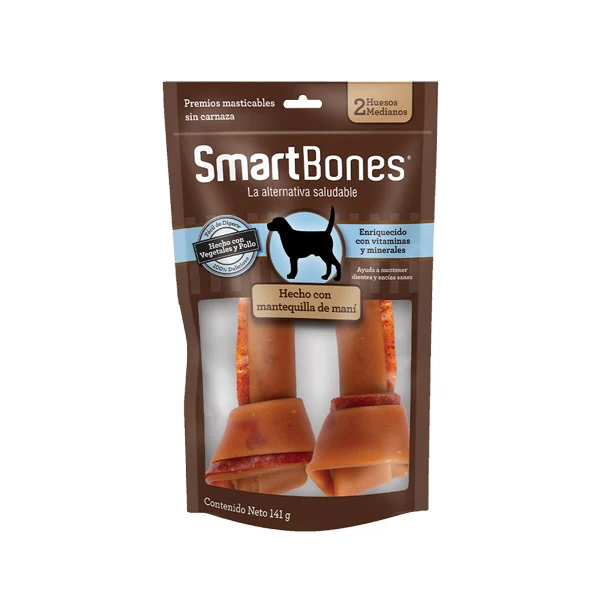 Snack Smartbones Mantequilla de Maní Medianos 2 unidades